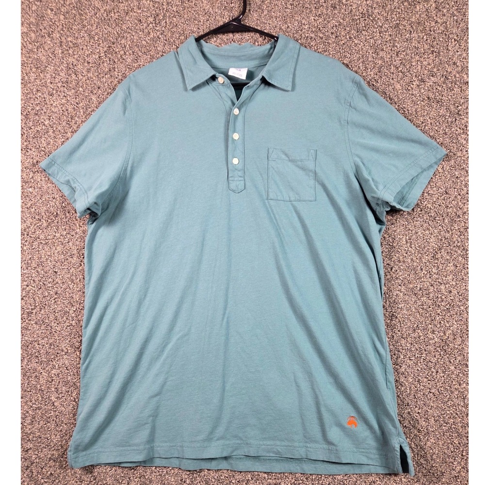 Brooks Brothers Polo Shirt Mens XXL Teal Blue Cotton Short Sleeve Pocket Logo‎